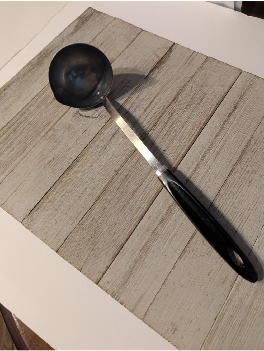 Vintage Androck Stainless Steel Soup Ladle Serving Spoon Utensil Black Handle